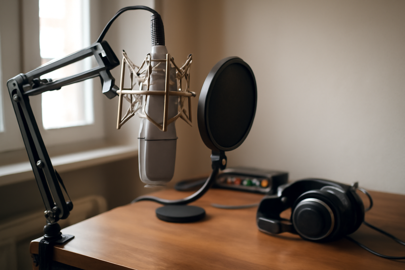neumann u 87 ai microphone sur bras de studio avec suspension anti-vibrations