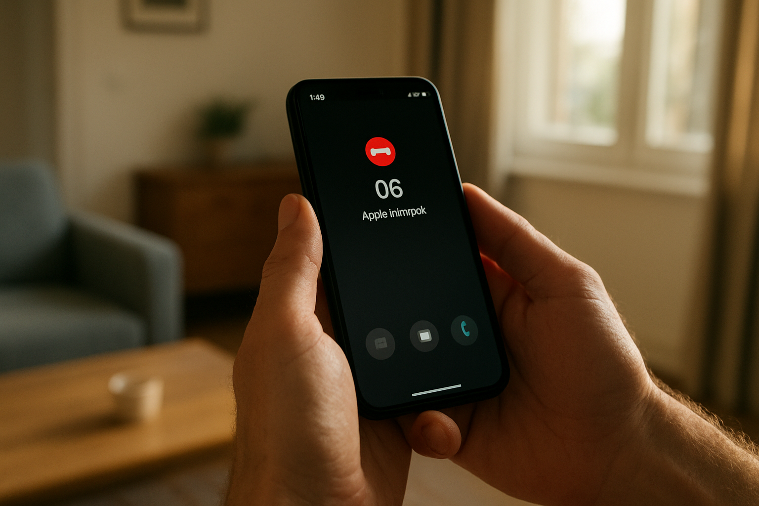 Vue sur un téléphone affichant un numéro commençant par 06, avec la messagerie opérateur ouverte