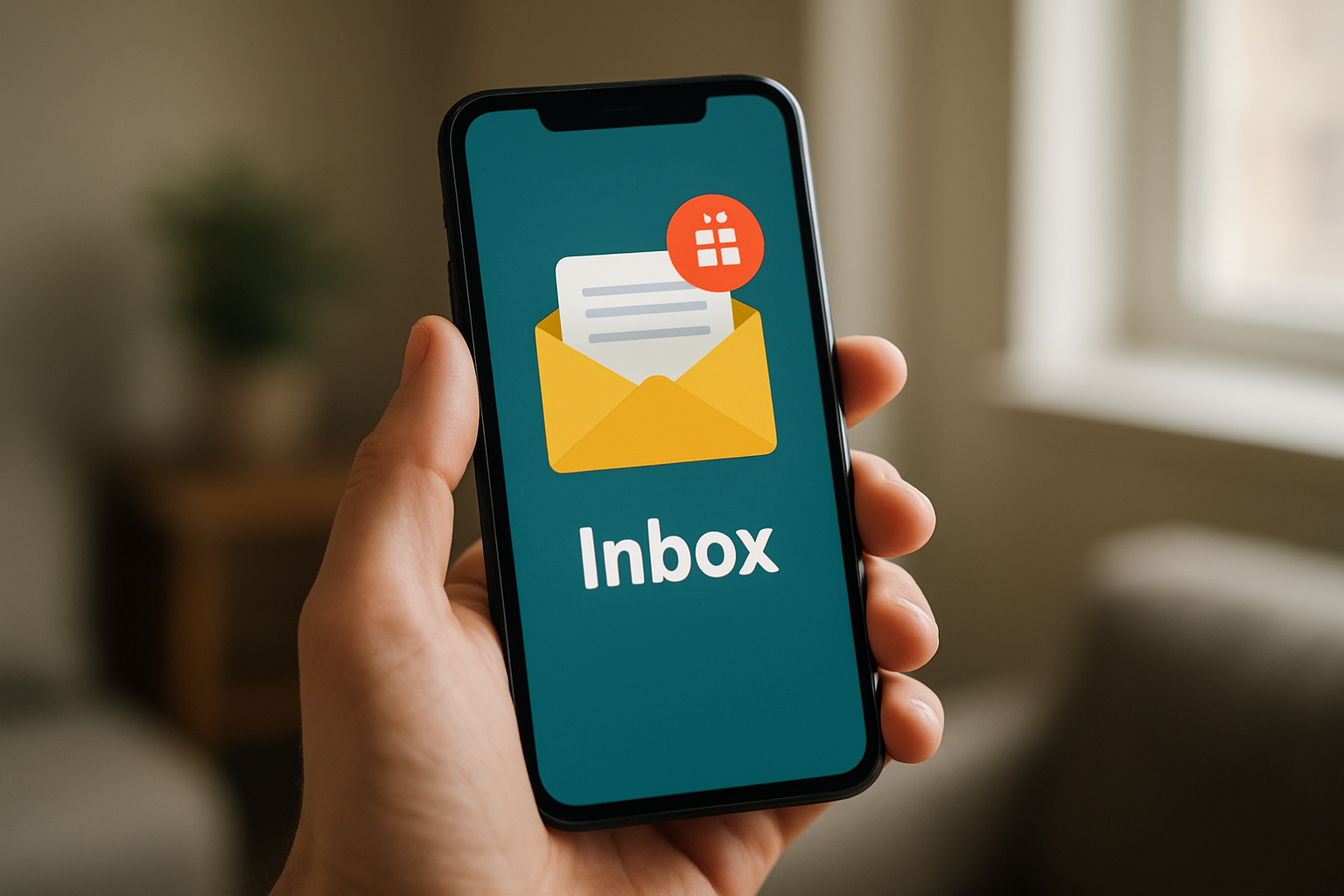 Boîte aux lettres dans un jeu mobile affichant un reçu après échange de code, lumière réaliste sur écran de téléphone