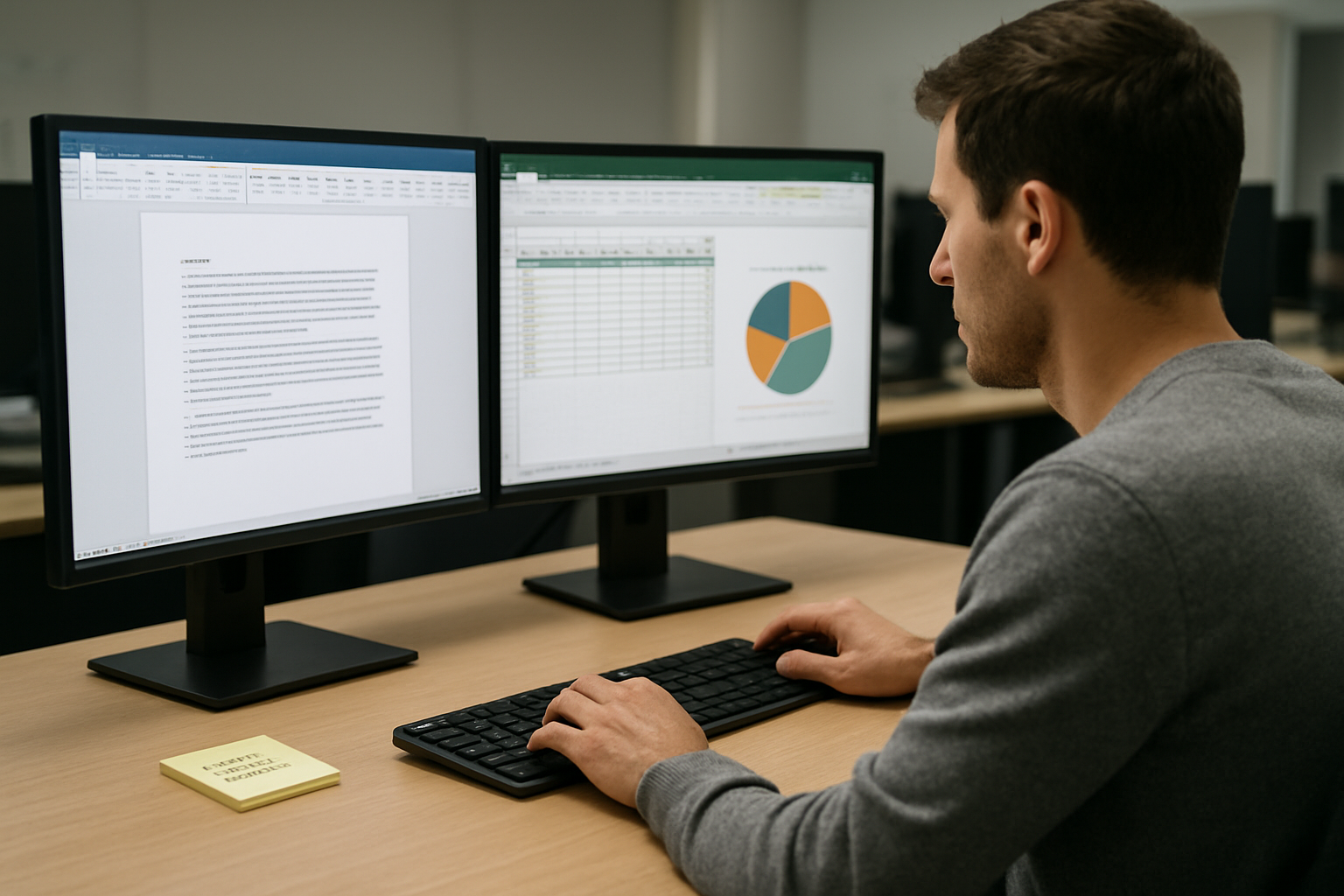 Test de compatibilité de logiciels bureautiques avec documents et export PDF sur un écran