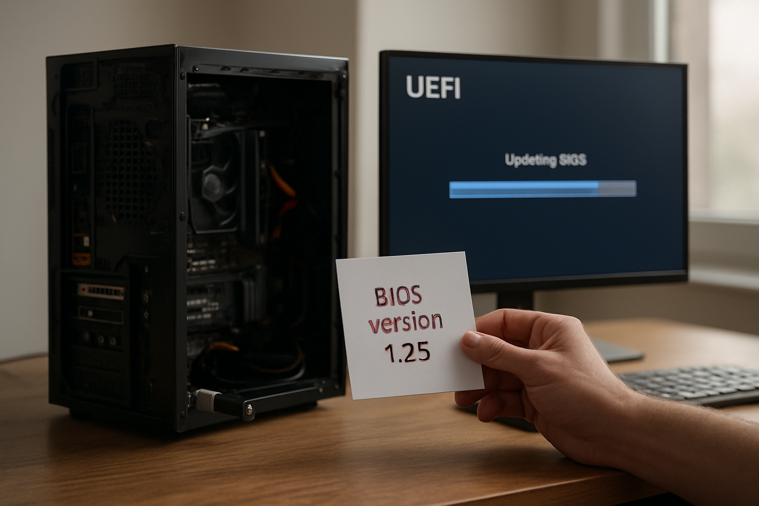 Clé USB branchée sur un PC pendant la mise à jour du BIOS depuis l’UEFI
