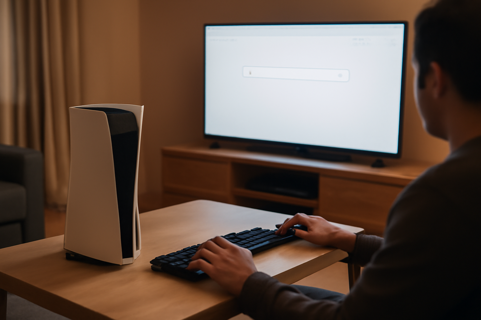 navigateur internet ps5 sur écran de PS5 avec clavier