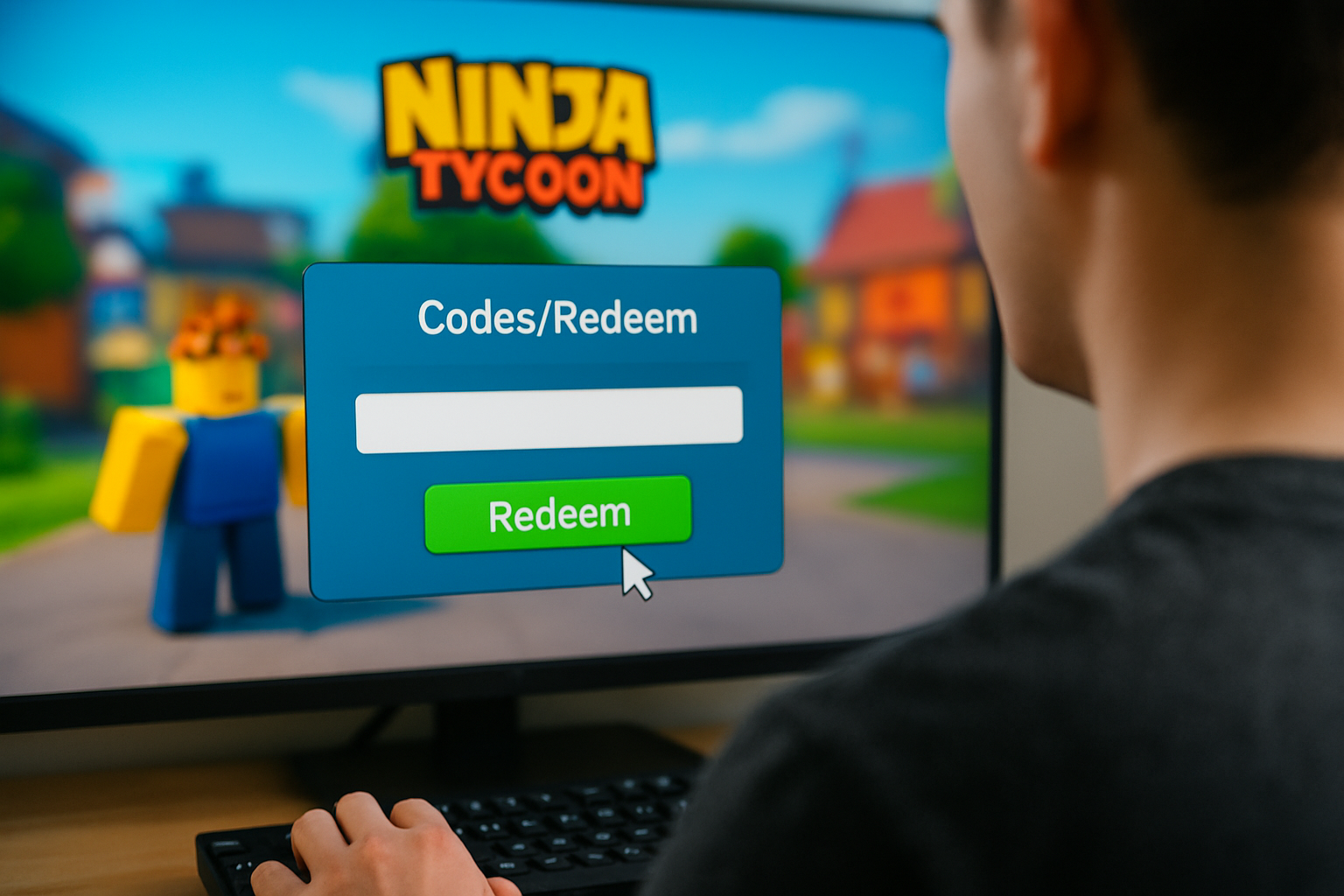 Menu d’échange Codes/Redeem dans un jeu Roblox, champ de saisie de code visible sur l’interface